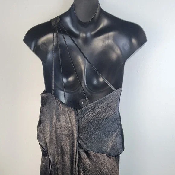 ASOS Black One-Shoulder Satin Maxi Dress - Picture 7 of 7